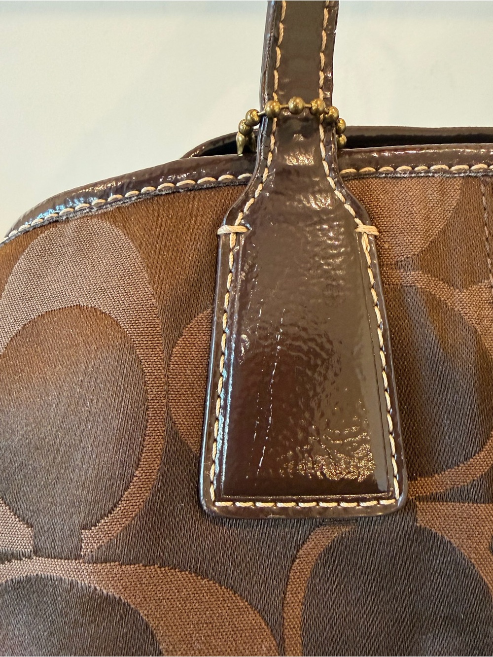 Genuine COACH Brown Signature Logo HANDBAG Purse Tote H1173-F18036 EUC - Picture 13 of 17